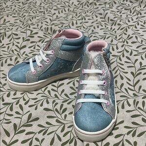 Kids Blue and Silver High-Top Sneakers